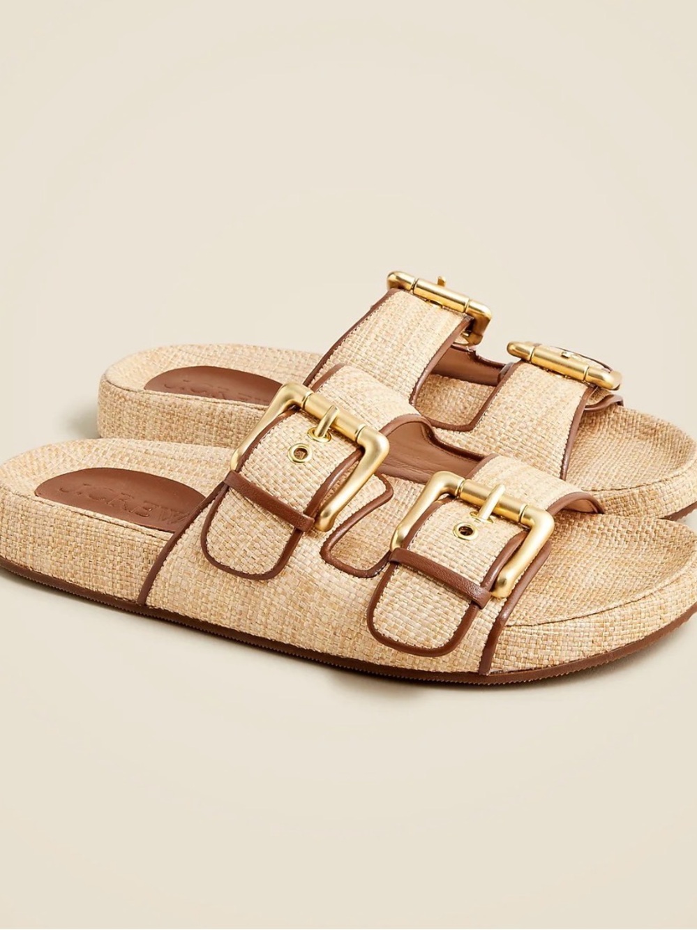J. Crew Marlow Sandals in Raffia Double-Buckle